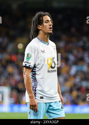 Wolverhampton, UK. 28th Aug, 2024. Wolverhampton, England, August 28th 2024: Hannibal Mejbri (28 Burnley) in action during the Carabao Cup round two football match between Wolverhampton Wanderers and Burnley at Molineux stadium in Wolverhampton, England (Natalie Mincher/SPP) Credit: SPP Sport Press Photo. /Alamy Live News Stock Photo