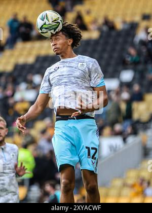 Wolverhampton, UK. 28th Aug, 2024. Wolverhampton, England, August 28th 2024: Bashir Humphreys (12 Burnley) warms up during the Carabao Cup round two football match between Wolverhampton Wanderers and Burnley at Molineux stadium in Wolverhampton, England (Natalie Mincher/SPP) Credit: SPP Sport Press Photo. /Alamy Live News Stock Photo