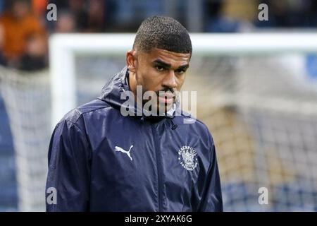 Blackburn, UK. 27th Aug, 2024. Ewood Park, Blackburn, England, August 27th 2024: Ashley Fletcher (11 Blackpool) during the warm up before the second round Carabao Cup match between Blackburn Rovers and Blackpool at Ewood Park in Blackburn, England on August 27th 2024. (Sean Chandler/SPP) Credit: SPP Sport Press Photo. /Alamy Live News Stock Photo