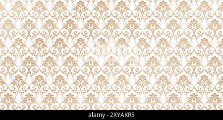Seamless Pattern golden ornament damask style isolated white background for wallpaper the bedroom, patterned fills, webs pages, surface textures Stock Vector