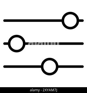 Filter vector icon. Black sign. Web site sliders isolated icon, online store options and parameters linear pictogram. Stock Vector