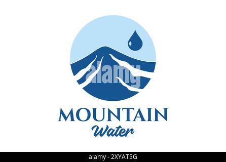 Simple Minimalist Mountain Hill with Fresh Liquid Drop for Spring or Mineral Water Icon Illustration Vector Stock Vector