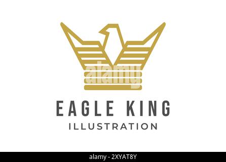 Golden Eagle Falcon Hawk King Crown Icon Illustration Vector Stock Vector