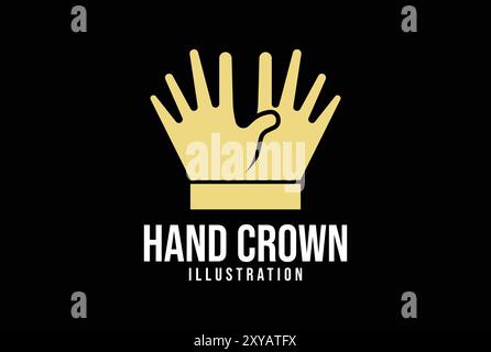 Golden Hand King Queen Crown Icon Symbol Illustration Vector Stock Vector