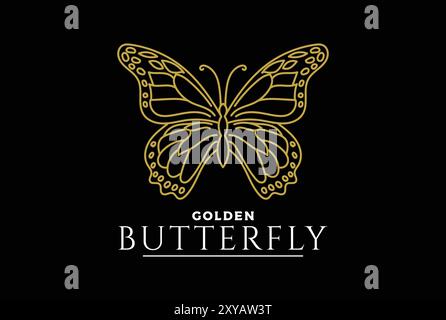 Elegant Luxury Golden Butterfly Insect Logo Design Inspiration Stock Vector