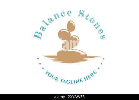 Vintage Retro River Creek Balance Stone for Yoga Zen Meditation Relax Spa Logo Stock Vector