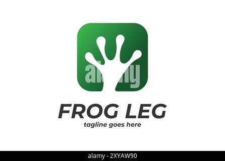 Simple Minimalist Square Green Frog Arm Leg Hand Logo Design Stock Vector