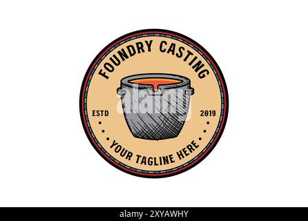Vintage Retro Metallurgy Foundry Casting for Metal Blacksmith Industry Badge Emblem Logo Stock Vector