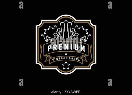 Vintage Retro Premium Quality Badge Emblem Label Stamp Logo Design Vector Stock Vector