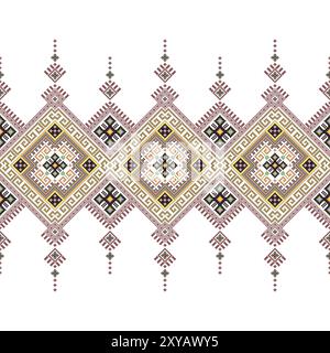 Abstract square diamond-shaped cross stitch pixel art geometric seamless pattern. Designed for decoration, textile, fabric prints, and other prints Stock Vector