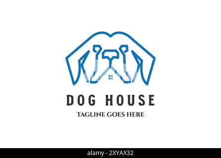 Simple Minimalist Geometric Dog House Logo Design Stock Vector