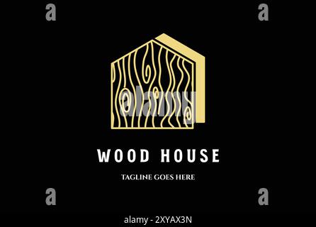 Elegant Luxury Wooden House Wood for Furniture Logo Icon Illustration Design Vector Stock Vector