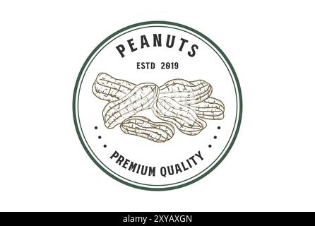 Vintage Groundnut Peanuts for Farm Garden or Product Label Badge Emblem Logo Design Stock Vector