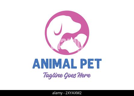 Circle Circular Dog Cat Bird for Pet Doctor Clinic or Store Logo Stock Vector