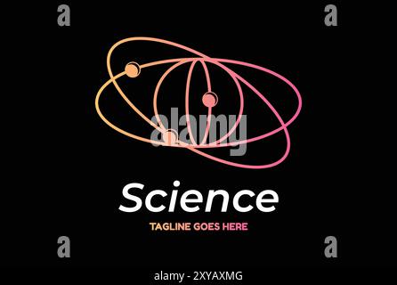 Modern Molecule Atom or Orbit Planet Moon for Science Technology Lab Logo Design Stock Vector