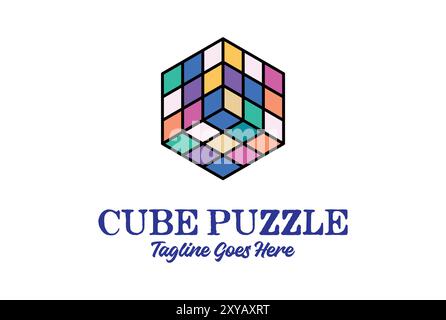 Colorful Geometric Square Cube Puzzle Toy Logo Design Stock Vector