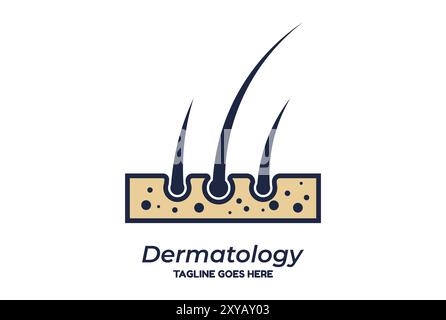 Modern Skin with Hair for Dermatology Doctor Clinic Care or Consultation Logo Design Stock Vector