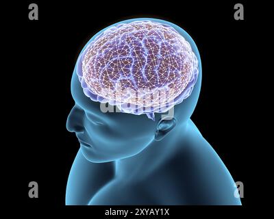 Conceptual image of a neural network in the human brain Stock Photo