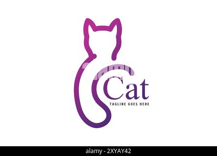Simple Minimalist Cat Kitty Kitten Logo Design Vector Stock Vector