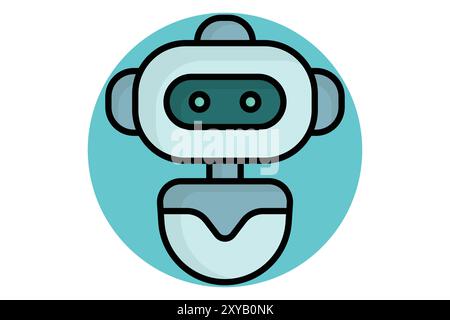 Robot colored outline icon. icon related to artificial intelligence. technology elements vector illustration Stock Vector