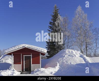 Cabin in Lapland Stock Photo