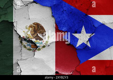 flags of Mexico and Puerto Rico painted on cracked wall Stock Photo - Alamy