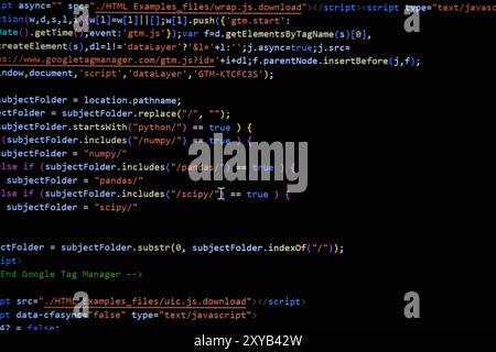 Programming coding screen, web developer coding screen Stock Photo