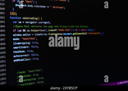 Programming code abstract screen of software developer. Computer script Stock Photo