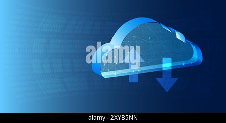 Cloud computing concept.Abstract cloud connection technology background. Cloud Computing Backup Cyber Security Fingerprint Identity Encryption Technol Stock Photo