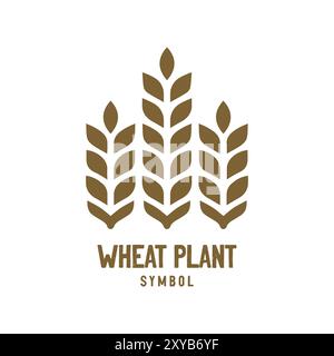 Simple Minimalist Wheat Grain Rice Vector Icon Illustration design Stock Vector