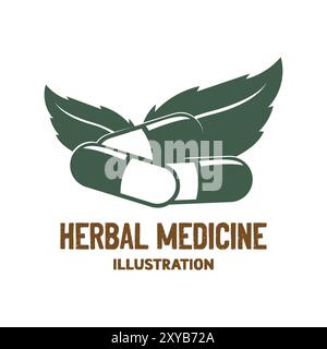 Leaf Capsule Pill for Nature Herbal Nutrition Drugs Medicine Pharmacy Icon Symbol Illustration Stock Vector