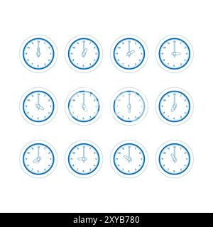 Set of Isolated Wall Clock Icon Illustration Vector Stock Vector