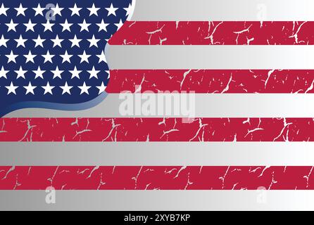 Retro American US Flag with Grunge Texture for Independence Day Background Design Stock Vector