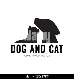 Hipster Vintage Dog Cat Pet Silhouette Vector Icon Illustration Stock Vector
