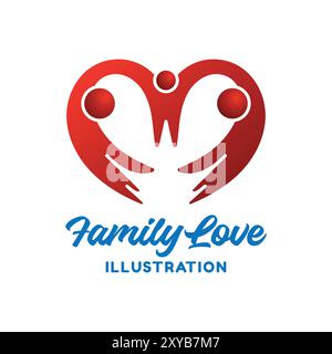 3D Gradient Human People Family Heart Love for Unity Charity Foundation Icon Symbol Illustration Vector Stock Vector