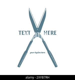 Vintage Garden Grass Hadge Shears Fiskars Scissor Cutter Icon Vector Illustration Stock Vector