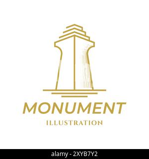 Simple Retro Old Monument Icon Illustration Vector Stock Vector