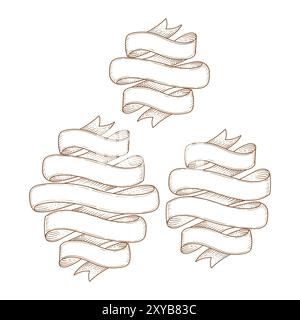 Vintage Retro Old Ribbon Banners Vector Collection Stock Vector