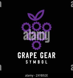 Simple Minimalist Modern Fruit Grape Gear Icon Symbol Illustration Vector Stock Vector
