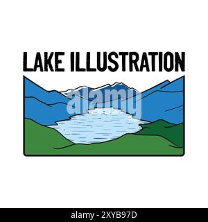 Mountain Hill Landscape with Lake Swamp Illustration Vector Stock Vector