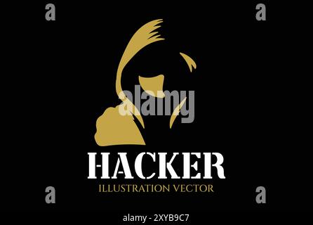 Mysterious Man with Hoodie Jacket for Hacker Icon Illustration Design Vector Stock Vector