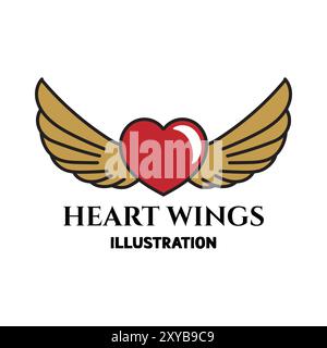 Simple Minimalist Elegant Guardian Love Heart Wings Icon Symbol Illustration Vector Stock Vector
