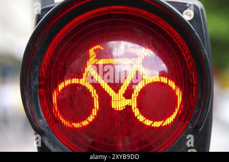 Red traffic light for the bicycle lane in germany Stock Photo