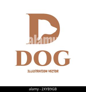 D Letter And Dog Head Illustration Symbol Design Vector Stock Vector