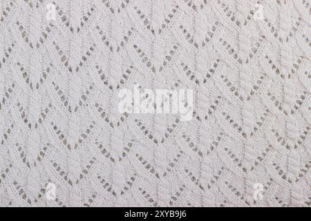 Texture of white knitted woolen fabric for wallpaper and an abstract background Stock Photo