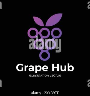 Modern Fruit Grape Hub Connection for Tech Technology Symbol Illustration Vector Stock Vector