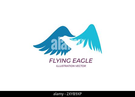 Simple Minimalist Flying Eagle Hawk Falcon for Sport Trade Tech or Business Icon Illustration Vector Stock Vector