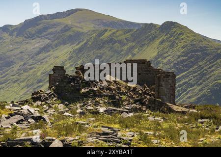 Derelict house at Dinorwic Quarry near Llanberis, Gwynedd, Wales, UK Stock Photo