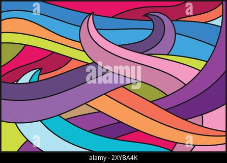 Abstract Colorful Trendy Vibrant Wave Line Swirl Background Design Stock Vector