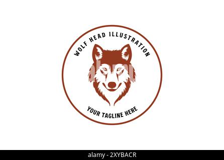 Vintage Wolf Coyote Head Face Badge Emblem Label Illustration Vector Stock Vector